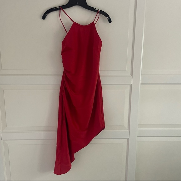 New! Nookie Red Gypsy Mini Halter Asymmetrical Mini Dress 37676 - Picture 2 of 12